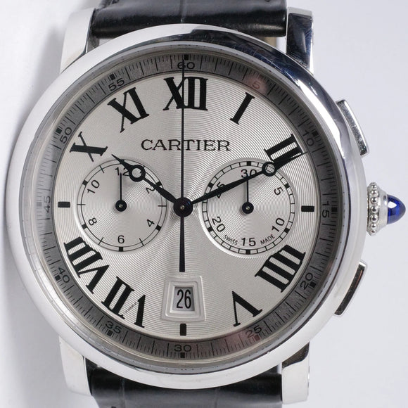 CARTIER 40mm ROTONDE CHRONOGRAPH STAINLESS STEEL LIKE NEW WSRO0002 BOX & PAPERS