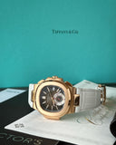 PATEK PHILIPPE ROSE GOLD NAUTILUS CHRONOGRAPH TIFFANY & CO. STAMP 5980R BOX & PAPERS $210,000