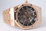 AUDEMARS PIGUET NEW ROSE GOLD ROYAL OAK "JUMBO" EXTRA THIN OPENWORKED SKELETON 50TH ANNIVERSARY 16204OR $225,000