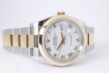 ROLEX TWO TONE DATEJUST 36 WHITE ROMAN DIAL 126203 MINT BOX & PAPERS