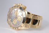 ROLEX YELLOW GOLD DAYTONA BLACK MOTHER OF PEARL DIAMOND DIAL 116508 BOX & PAPERS