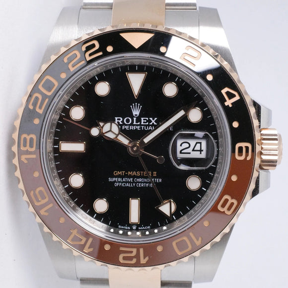 ROLEX 2019 TWO TONE GMT MASTER II ROSE GOLD & STEEL ROOT BEER 126711 BOX & PAPERS $16,975