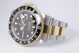 ROLEX TWO TONE GMT MASTER II BLACK DIAL 16713 BOX & PAPERS