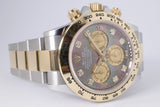 ROLEX TWO TONE DAYTONA DARK MOTHER OF PEARL DIAMOND DIAL 116503 BOX & PAPERS
