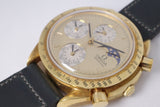 OMEGA YELLOW GOLD REDUCED SPEEDMASTER PERPETUAL CALENDAR CHRONOGRAPH BA 175.0037 BOX & PAPERS  $16,975
