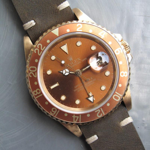 ROLEX YELLOW GOLD GMT MASTER 16758 ROOT BEER