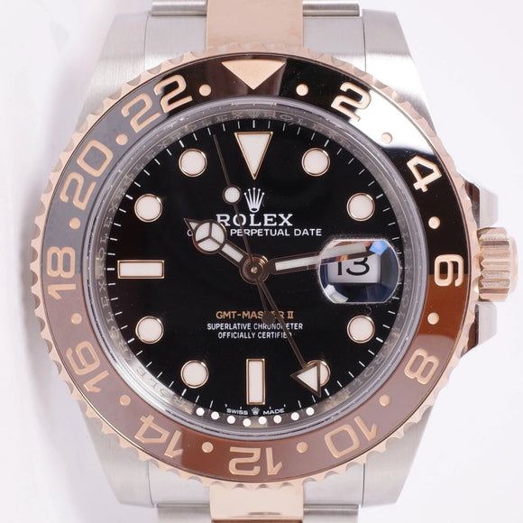 ROLEX NEW 2024 TWO TONE GMT MASTER II ROSE GOLD & STEEL ROOT BEER 126711 BOX & PAPERS $19,500