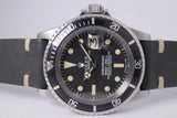 ROLEX VINTAGE DATE SUBMARINER 1680 WITH LIGHT BEIGE TONE PATINA ON STRAP $9,500