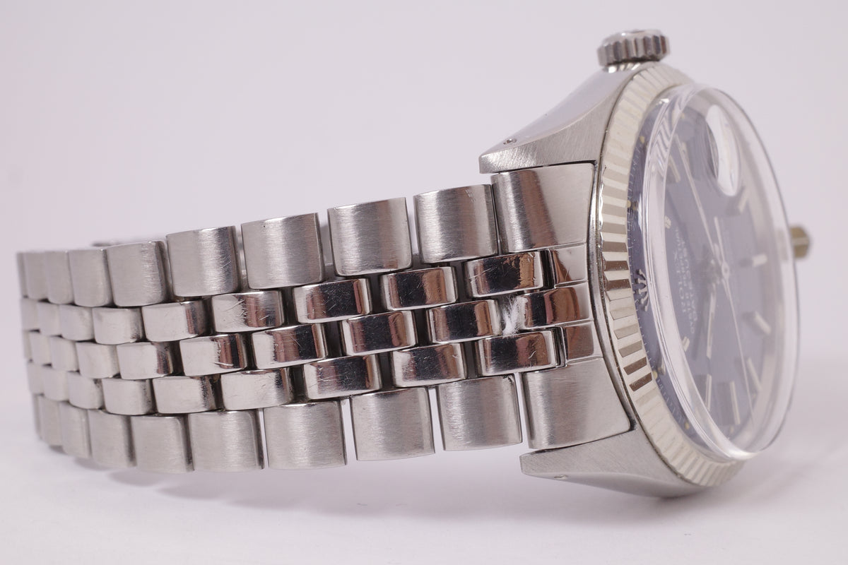 ROLEX VINTAGE DATEJUST STAINLESS STEEL 1601, BLUE BRICK DIAL