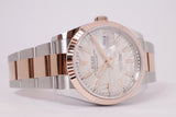 ROLEX NEW DATEJUST TWO TONE ROSE GOLD & STAINLESS STEEL FLUTED BEZEL 126231 PALM DIAL BOX & PAPERS $12,500