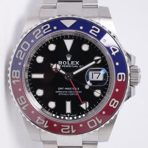 ROLEX 2022 STAINLESS STEEL CERAMIC GMT MASTER II 126710 PEPSI OYSTER BOX & PAPERS $20,500
