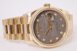 ROLEX YELLOW GOLD DAY-DATE PRESIDENT RARE AMMONITE, "JURASSIC" DIAL RARE SET 118238 BOX & PAPERS $45,000