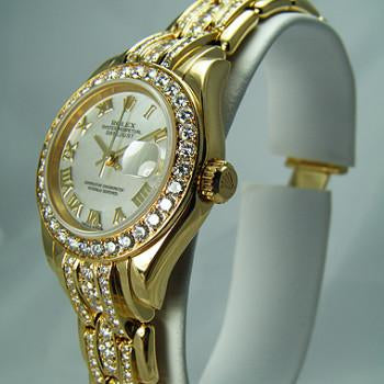 ROLEX 18K GOLD PEARLMASTER TRIPLE DIAMOND 80298 Honolulu Time