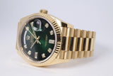 ROLEX  YELLOW GOLD DAY-DATE PRESIDENT 36 GREEN OMBRE DIAMOND DIAL MINT 128238 BOX & PAPERS $46,500