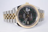ROLEX 2021 DATEJUST 41 TWO TONE YELLOW GOLD & STEEL SLATE ROMAN WIMBLEDON DIAL JUBILEE 126333 BOX PAPERS $15,500