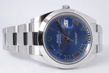 ROLEX NEW 2026 DATEJUST 41 BLUE ROMAN DIAL STAINLESS STEEL BOX & PAPERS 126300 $10,300