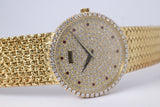 PIAGET MENS VINTAGE YELLOW GOLD DANCER, DIAMOND RUBY DIAL, MANUAL WIND WATCH MINT UNPOLISHED BOX & PAPERS $15,800