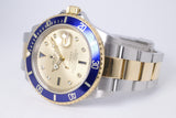 ROLEX SUBMARINER TWO TONE CHAMPAGNE SERTI DIAMOND & SAPPHIRE DIAL 16613 BOX & PAPERS