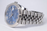 ROLEX DATEJUST 41 BLUE ROMAN DIAL FLUTED BEZEL JUBILEE BRACELET 126334 BOX & PAPERS