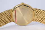 PIAGET MENS VINTAGE YELLOW GOLD DANCER, DIAMOND RUBY DIAL, MANUAL WIND WATCH MINT UNPOLISHED BOX & PAPERS $15,800