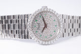PIAGET LADIES WHITE GOLD DIAMOND AND EMERALD DIAL DRESS WATCH