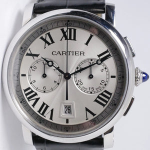 CARTIER 40mm ROTONDE CHRONOGRAPH STAINLESS STEEL LIKE NEW WSRO0002 BOX & PAPERS $5,500