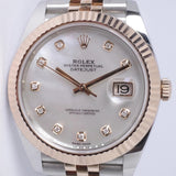 ROLEX 2019 DATEJUST 41 MOTHER OF PEARL DIAMOND DIAL TWO TONE EVEROSE JUBILEE BRACELET 126331 BOX & PAPERS