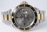 ROLEX 2002 SUBMARINER TWO TONE SILVER SERTI DIAMOND & SAPPHIRE DIAL 16613 WATCH & BOX $12,500