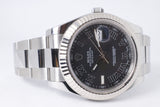 ROLEX 2016 DATEJUST II 41mm CHARCOAL ROMAN DIAL OYSTER BRACELET 116334 BOX & PAPERS $9,900