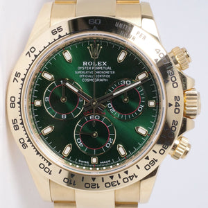ROLEX YELLOW GOLD GREEN DIAL DAYTONA “JOHN MAYER" 116508 BOX & PAPERS