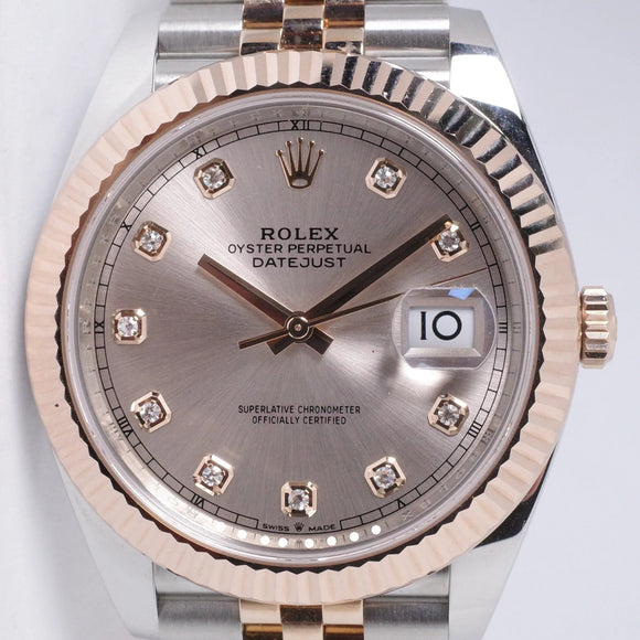 ROLEX 2023 DATEJUST 41 TWO TONE ROSE GOLD CHOCOLATE DIAMOND DIAL JUBILEE BRACELET 126331 BOX & PAPERS $17,975