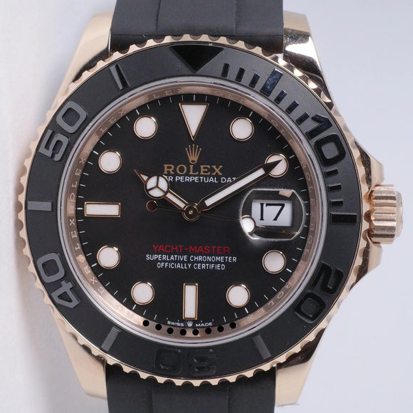 ROLEX 2022 40mm YACHTMASTER ROSE GOLD EVEROSE OYSTER FLEX 126655 BOX & PAPERS $27,975
