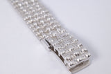 AUDEMARS PIGUET LADIES WHITE GOLD BAMBOO QUARTZ  FULL DIAMOND BRACELET, DIAMOND & EMERALD DIAL