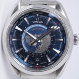 OMEGA SEAMASTER AQUA TERRA WORLDTIMER BLUE DIAL BOX & PAPERS $6,500