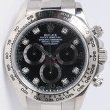 ROLEX 2005 WHITE GOLD DAYTONA BLACK DIAMOND DIAL ON BRACELET 116509 WATCH ONLY