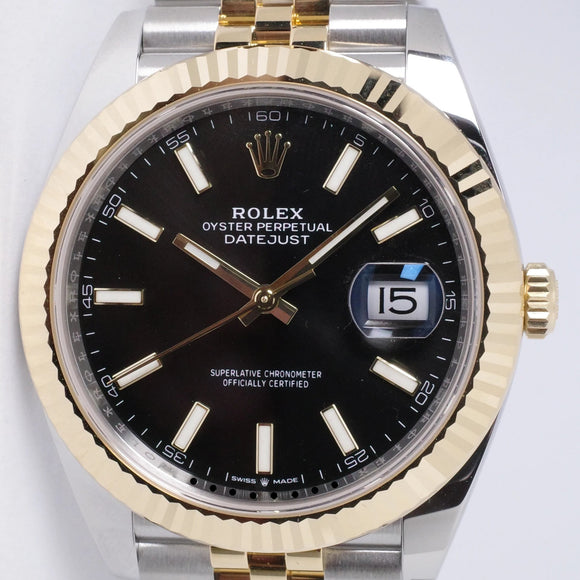 ROLEX NEW 2024 DATEJUST 41 TWO TONE JUBILEE BLACK DIAL 126333 BOX & PAPERS $15,750