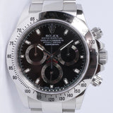 ROLEX 2014 DAYTONA STAINLESS STEEL BLACK DIAL 116520  MINT BOX & PAPERS $21,975