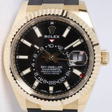 ROLEX 2023 YELLOW GOLD SKY DWELLER OYSTER FLEX BLACK DIAL 326238  BOX & PAPERS