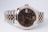 ROLEX 2024 DATEJUST 31 TWO TONE ROSE GOLD CHOCOLATE DIAMOND VI DIAL 278341 BOX & PAPERS $16,500