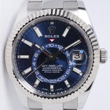 ROLEX 2022 SKY-DWELLER STAINLESS STEEL BLUE DIAL OYSTER BRACELET 326934 BOX & PAPER $20,500