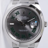 ROLEX 2025 NEW DATEJUST 41 STAINLESS STEEL SMOOTH BEZEL WIMBLEDON DIAL 126300 BOX & PAPERS $10,800