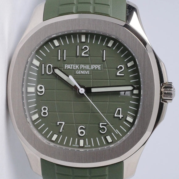 PATEK PHILIPPE NEW 2022 WHITE GOLD AQUANAUT KHAKI GREEN DIAL 5168G BOX & PAPERS