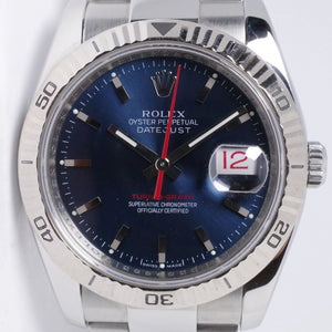 ROLEX TURN-O-GRAPH BLUE DIAL STAINLESS STEEL 116264 BOX & PAPERS $7,800
