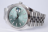ROLEX 2024 DATEJUST 41 MINT GREEN DIAL, FLUTED BEZEL JUBILEE BRACELET 126334 BOX PAPERS