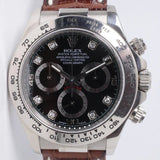 ROLEX WHITE GOLD DAYTONA BLACK DIAMOND DIAL 116519 WATCH ONLY $24,500