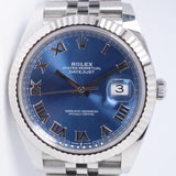 ROLEX 2022 DATEJUST 41 BLUE ROMAN DIAL FLUTED BEZEL JUBILEE BRACELET 126334 BOX & PAPERS $12,500