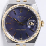 ROLEX TWO TONE OYSTER QUARTZ BLUE / PURPLE DIAL FACTORY SERVICED, 17013 WATCH ONLY.