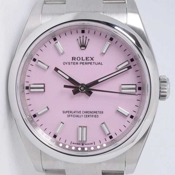 ROLEX NEW 2025 36mm OYSTER PERPETUAL CANDY PINK DIAL 126000 BOX PAPER