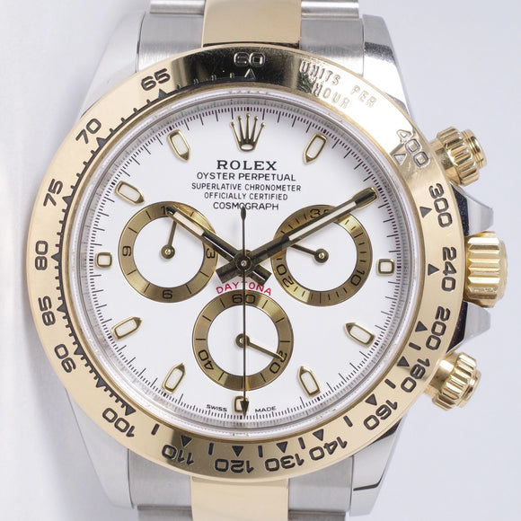 ROLEX  DAYTONA TWO TONE WHITE DIAL MINT BOX & PAPERS 116503 BOX & PAPER $20,500