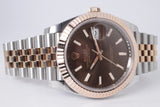 ROLEX 2022 DATEJUST 41 TWO TONE ROSE GOLD CHOCOLATE DIAL JUBILEE BRACELET 126331 BOX & PAPERS